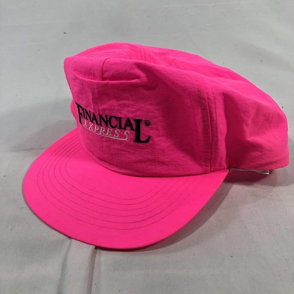 Vintage Financial Express Hat Cap Trucker Neon Pink SnapBack Mens One Size Fits - Picture 2 of 10